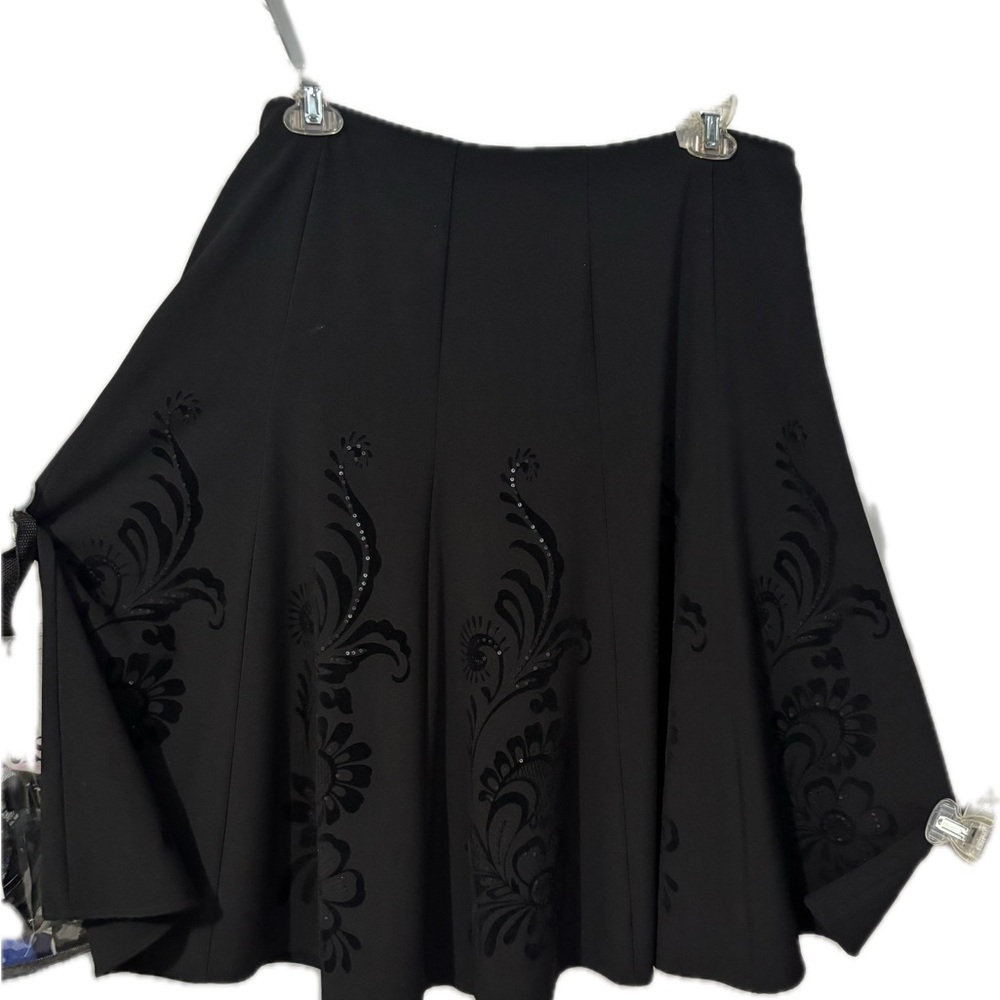 Sunny Leigh Black Floral Midi Skirt